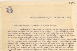 [Carta] 1943 sept. 27, Bello Horizonte [a] [Gabriela Mistral]