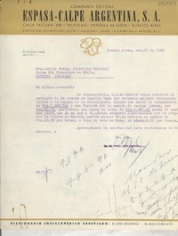 [Carta] 1940 nov. 15, Buenos Aires, Argentina [a] Gabriela Mistral, Consulado de Chile, Niteroi, Brasil