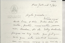 [Carta] 1951 oct. 9, New York [a] Gabriela Mistral