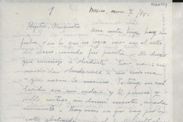 [Carta] 1951 nov. 7, México [a] Gabriela Mistral