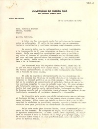 [Carta] 1948 nov. 20, Río Piedras, Puerto Rico [a] Gabriela Mistral, Mérida, Yucatán, Méjico