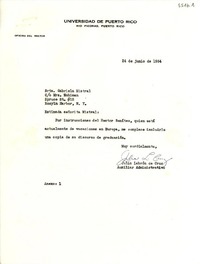 [Carta] 1954 jun. 24, Río Piedras, Puerto Rico [a] Gabriela Mistral, New York, [EE.UU.]