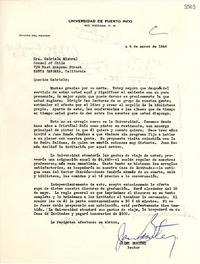 [Carta] 1948 mar. 9, [Río Piedras, Puerto Rico] [a] Gabriela Mistral, Santa Bárbara, California