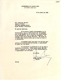 [Carta] 1948 abr. 27, [Río Piedras, Puerto Rico] [a] Gabriela Mistral, Santa Bárbara, California