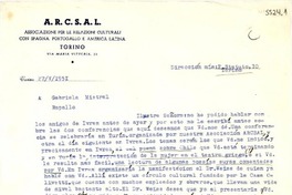 [Carta] 1951 mayo 27, Torino, Italia [a] Gabriela Mistral, Rapallo, [Italia]