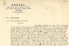 [Carta] 1951 jun. 14, Torino, [Italia] [a] Gabriela Mistral, Rapallo, [Italia]