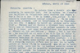 [Carta] 1952 abr. 28, México [a] Gabriela Mistral