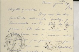 [Carta] 1952 jun. 24, Roma, [Italia] [a] Gabriela Mistral, Napoli, Italia