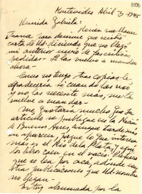 [Carta] 1945 abr. 3, Montevideo [a] Gabriela Mistral
