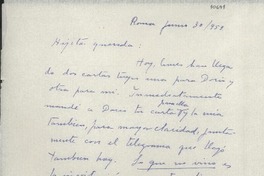 [Carta] 1952 jun. 30, Roma, [Italia] [a] Gabriela Mistral