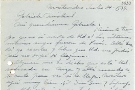 [Carta] 1939 jul. 14, Montevideo, [Uruguay] [a] Gabriela Mistral