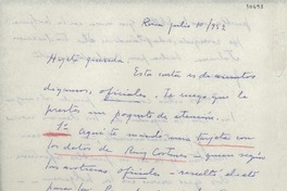 [Carta] 1952 jul. 10, Roma, [Italia] [a] Gabriela Mistral