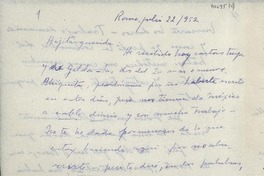 [Carta] 1952 jul. 22, Roma, [Italia] [a] Gabriela Mistral, Napoli, Italia