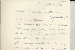 [Carta] 1952 jul. 25, Roma, [Italia] [a] Gabriela Mistral