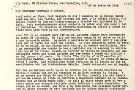 [Carta] 1949 ene. 20, New Rochelle, [New York, EE.UU.] [a] Gabriela [Mistral], Connie [Saleva]