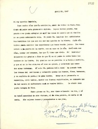 [Carta] 1947 abr. 29, Evanston, Illinois [a] Gabriela Mistral