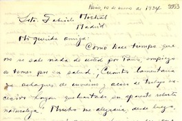 [Carta] 1934 ene. 10, París [a] Gabriela Mistral