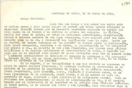 [Carta] 1944 jun. 10, Santiago de Chile [a] Gabriela [Mistral]