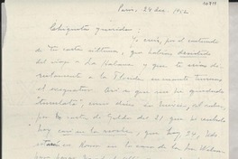 [Carta] 1952 dic. 24, París, [Francia] [a] Gabriela Mistral