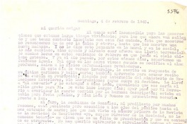 [Carta] 1945 feb. 4, Santiago, [Chile] [a] [Gabriela Mistral]
