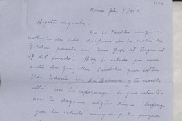 [Carta] 1953 feb. 9, Roma, [Italia] [a] Gabriela Mistral