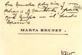 [Tarjeta] [1945, Argentina] [a] Gabriela Mistral