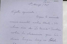 [Carta] 1953 mar. 1, París, [Francia] [a] Gabriela Mistral
