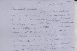 [Carta] 1953 mar. 17, París, [Francia] [a] Gabriela Mistral
