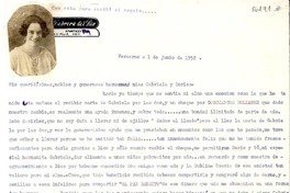[Carta] 1952 jun. 1, Veracruz, [México] [a] Gabriela [Mistral], Doris [Dana]
