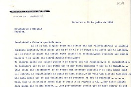 [Carta] 1952 jul. 30, Veracruz, [México] [a] Gabriela Mistral, Nápoles, [Italia]