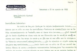 [Carta] 1952 ago. 12, Veracruz, [México] [a] Gabriela Mistral, Nápoles, [Italia]