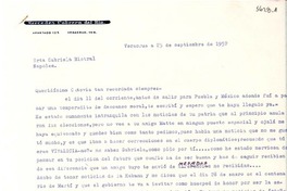 [Carta] 1952 sept. 25, Veracruz, [México] [a] Gabriela Mistral, Nápoles, [Italia]