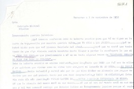 [Carta] 1952 nov. 1, Veracruz, [México] [a] Gabriela Mistral, Nápoles, [Italia]