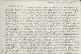 [Carta] 1955 abr. 21, México [a] Gabriela Mistral