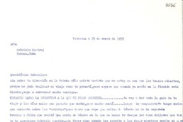 [Carta] 1953 ene. 15, Veracruz [a] Gabriela Mistral, Habana, Cuba