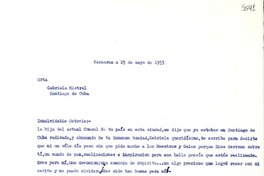 [Carta] 1953 mayo 25, Veracruz [a] Gabriela Mistral, Santiago de Cuba