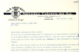 [Carta] 1953 oct. 29, Veracruz [a] Gabriela Mistral y Doris Dana, New York