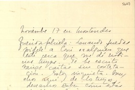 [Carta] [1948?] nov. 17, Montevideo, [Uruguay] [a] Gabriela [Mistral]