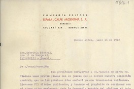 [Carta] 1942 jun. 16, Buenos Aires, [Argentina] [a] Gabriela Mistral, Petrópolis, Brasil