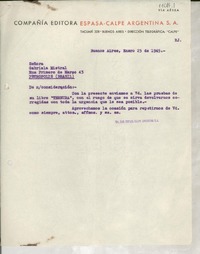 [Carta] 1945 ene. 25, Buenos Aires, [Argentina] [a] Gabriela Mistral, Petrópolis, Brasil