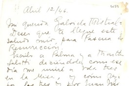 [Carta] 1946 abr. 12, [Uruguay] [a] Gabriela Mistral