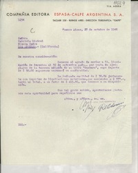 [Carta] 1948 oct. 27, Buenos Aires, [Argentina] [a] Gabriela Mistral, Sierra Madre, Los Angeles, California, [EE.UU.]