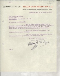 [Carta] 1949 abr. 20, Buenos Aires, [Argentina] [a] Gabriela Mistral, Sierra Madre, Los Angeles, California, [EE.UU.]