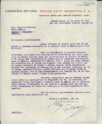 [Carta] 1950 mar. 11, Buenos Aires, [Argentina] [a] Gabriela Mistral, Hotel México, Jalapa, Veracruz, México