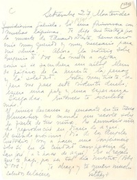 [Carta] 1954 sept. 27, Montevideo [a] Gabriela Mistral