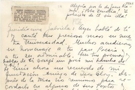 [Carta] [1956?], [Uruguay] [a] Gabriela [Mistral]