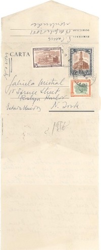 [Carta] 1956, Montevideo [a] Gabriela Mistral, Roslyn Harbor, New York