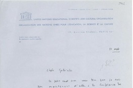 [Carta] [1952?] sept. 11, [Paris] [a] Gabriela [Mistral]