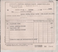 [Factura] 1954 feb. 9, Buenos Aires, [Argentina] [a] Gabriela Mistral, [New York, EE.UU.]