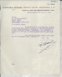 [Carta] 1954 jul. 6, Buenos Aires, [Argentina] [a] Gabriela Mistral, Long Island, Nueva York, EE.UU.